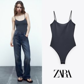 ZARA 자라 스트랩 챠콜 그레이 바디수트