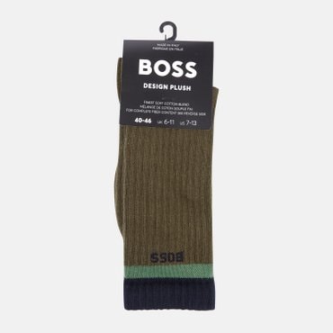 BOSS [SP24] 로고 블록 양말 오픈 그린(50510655362)