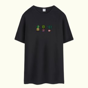 컬러선인장 루즈핏 롱 반팔티 오버핏 빅사이즈 박스티 면티 티셔츠