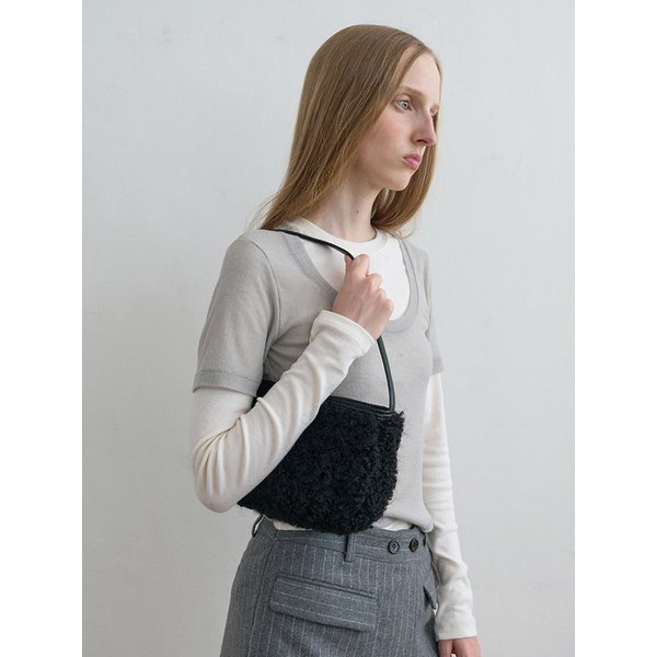 Boucle Fur Shoulder Bag Black