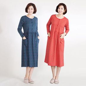 엄마옷 잔꽃단추 면 원피스 홈웨어 MQG124482 마담 미시옷 중년여성의류 빅사이즈.._P328828963