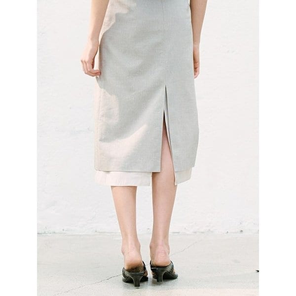Lining Detail Midi Skirt  Khaki (KE6527M01H)