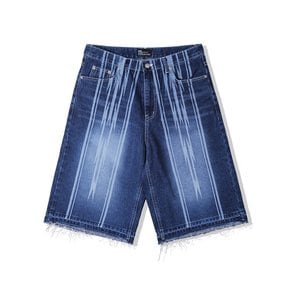 navajo pattern cut off bermuda pants indigo blue