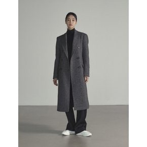 HERRINGBONE WOOL LONG COAT