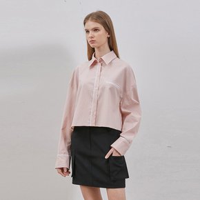 CROP TRIMMING STRIPE SHIRT PINK