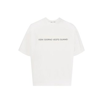 써네이 이탈리아 슬로건 프린티드 티셔츠 화이트 / SN2PXH03BP-JE130-007