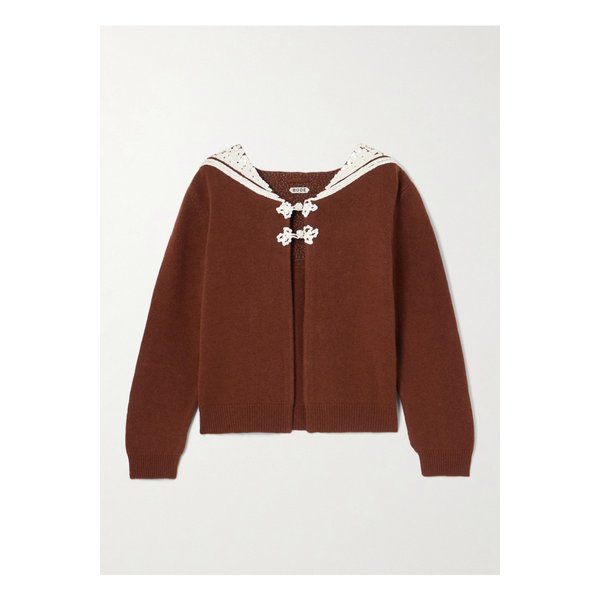 보디 아스토리아 시퀸 장식 울 캐시미어 혼방 가디건 브라운 46376663162872681