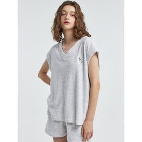 Towel V Neck Sleeveless Shirt [Merange]