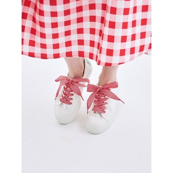 GINGHAM CHECK RIBBON SHOELACE_RED