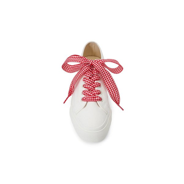 GINGHAM CHECK RIBBON SHOELACE_RED