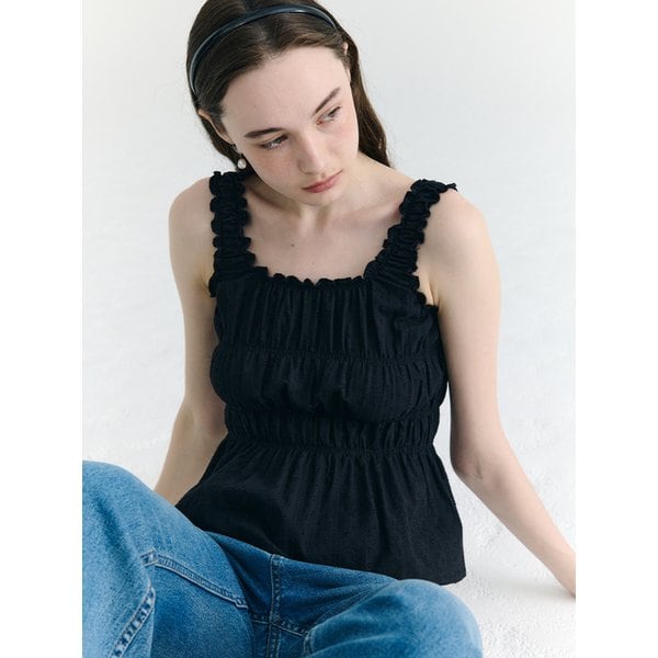 Smoking Shirring Sleeveless Blouse