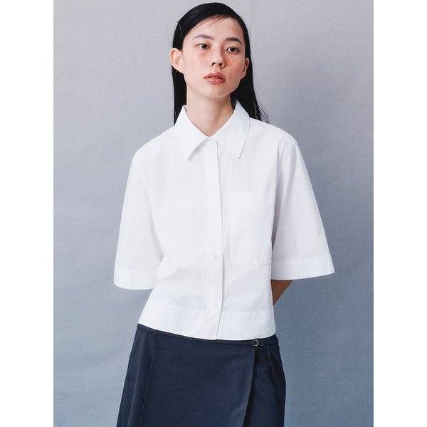 Signature Crop Shirts Blouse  White (KE4360M021)