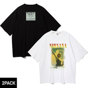 [2PACK] 앨빈클로 NIRVANA MICK JAGGER 오버핏 반팔티 2종 패키지