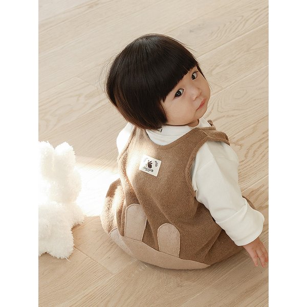 귀여운 아기 토끼 - 베이비 겨울 조끼 바디슈트