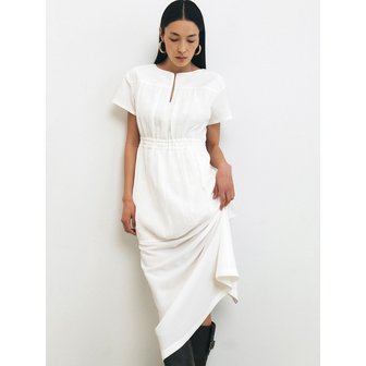 HACIE CRINKLE CHIFFON LAYERED DRESS [WHITE][BLACK]