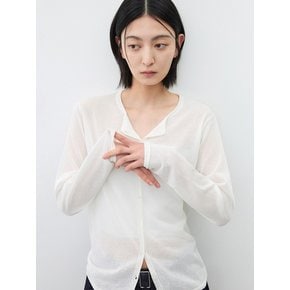 (우먼)라이트 시어 린넨 가디건 아이보리