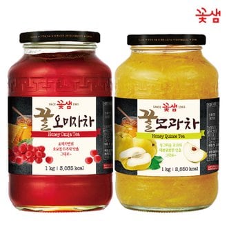  꽃샘 꿀 오미자차 1KG +꿀 모과차 1KG (과일청)