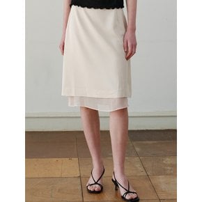 comos 1095 see-through layered midi skirt (light beige)