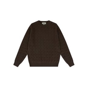 Cable crewneck sweater (Brown)