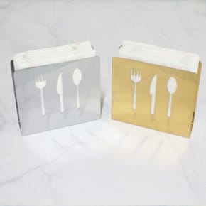 스테인레스 냅킨꽂이 홀더 휴지꽂이 실버 단면