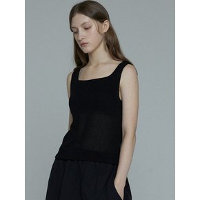 TINA LINEN SQUARE NECK SLEEVELESS KNIT (BLACK)