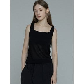 TINA LINEN SQUARE NECK SLEEVELESS KNIT (BLACK)