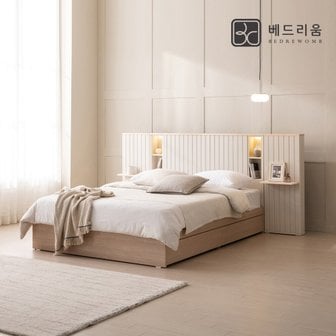  금성침대 베드리움 브리드 LED 원목침대Q+본넬매트+사이드패널 1EA