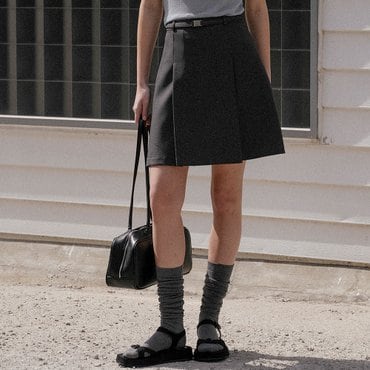 노운베러 Belt pleats skirt KNSS03SK01_Gray