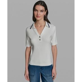 칼라거펠트 우먼 Short-Sleeve Collared 탑 - 소프트 화이트 Naval 아카데미 27094140 1390725