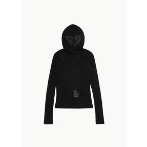 어니팔로 24FW sheer rib hoodie l/s, black