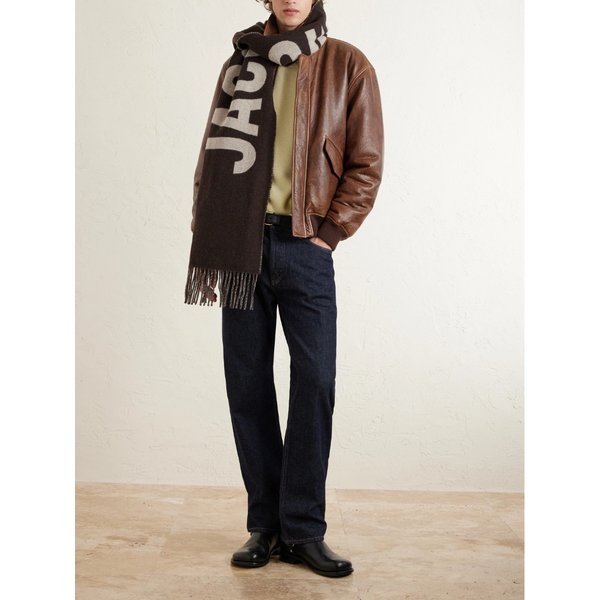 로고 프린트 프린지 울 스카프 46376663162968030