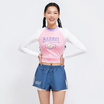 배럴 (20%off)[배럴] 우먼 로맨틱모션 바시티 크롭 래쉬가드 핑크 (B4SWWCR003PNK)