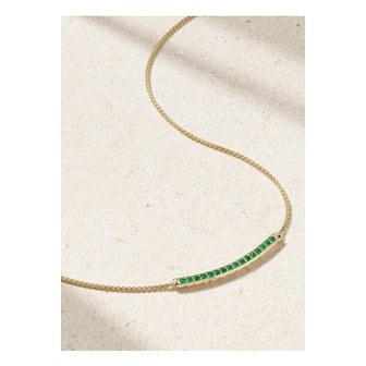 DAVID YURMAN 데이비드 율만 쁘띠 파베 18k 골드 에메랄드 네크리스 1647597332508366