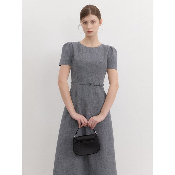 Basic Puff-Sleeve Flare Dress / Check(3Color)