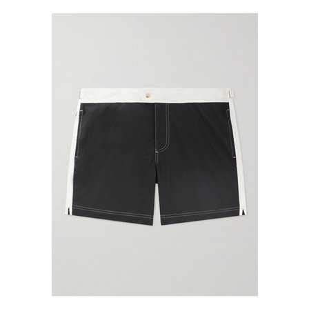 톰포드 스트레이트 미드 렝스 스트라이프 스윔 쇼츠 블랙 46376663162880882