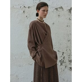 cowl wrap blouse (brown)