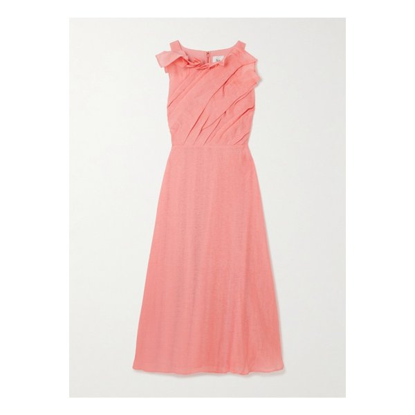 에이지 제네시스 러플 플리츠 모슬린 미디 드레스 코랄 1647597356101739