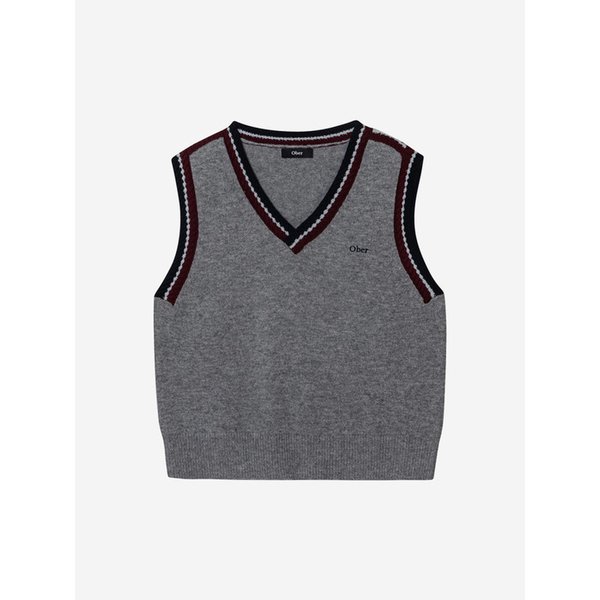 Color block knit vest (grey)