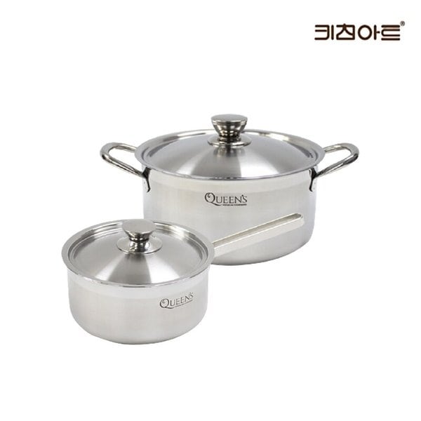 퀸즈 통3중 스텐레스 인덕션가능 냄비세트 2종B(편수18+양수20)
