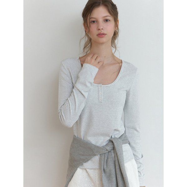 [리퍼브] Lemo stripe t-shirt (melange gray)
