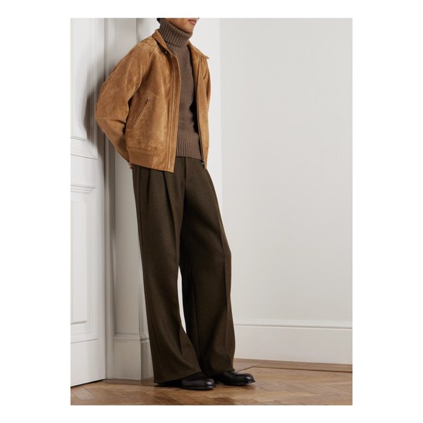 휴버트 플리츠 울 캐시미어 블렌드 와이드 팬츠 46376663162903833