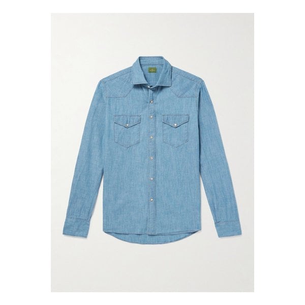 시드 매쉬번 코튼 샴브레이 웨스턴 셔츠 블루 1647597352133847