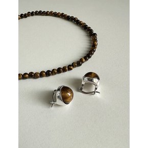 [925silver] Tigers eye earring