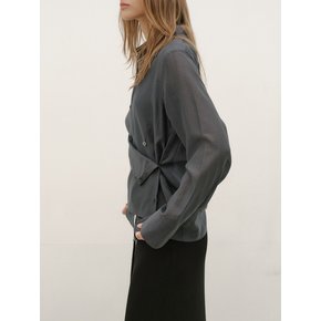 SILKY BUTTON WRAP SHIRT [CHARCOAL]