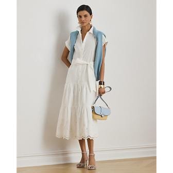 로렌 랄프 로렌 아일릿 브로드클로스 티어드 셔츠드레스(WMLRDRSSN820175100)