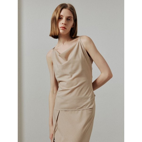 카울넥 슬리브리스 블라우스_LIGHT BEIGE