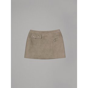 SUEDE MINI SKIRT_ASH GRAY