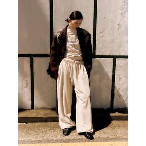 TERRY WIDE JOGGER PANTS [BEIGE]