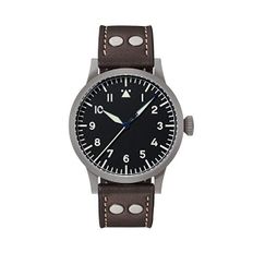  독일 라코 시계 파일럿 Laco 1925 Mens Automatic 워치 블랙다이얼 아날로그 Display and 브라운