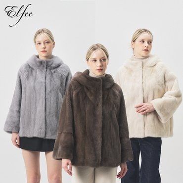 진도 엘페 [진도 Elfee] 풀스킨 휘메일 유색 밍크 후드 자켓(E8W3EJ11_)